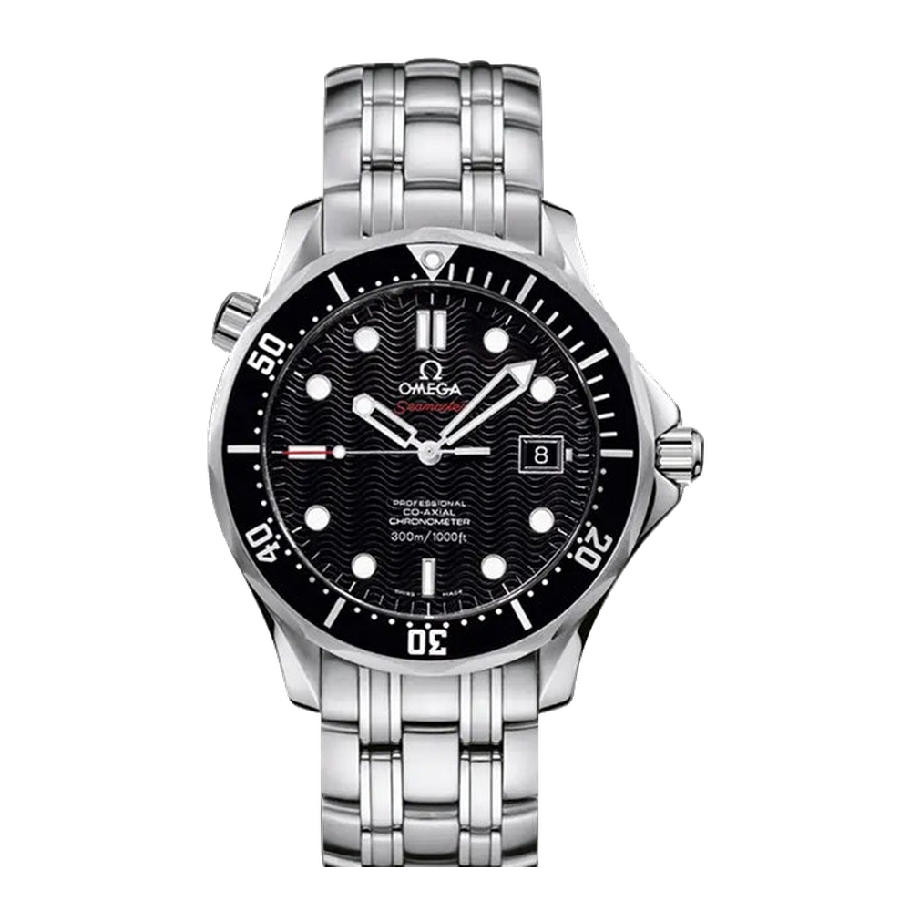 Omega Diver 300M Quartz 41 Stainless Steel / Black / Bracelet Black Dial Straps