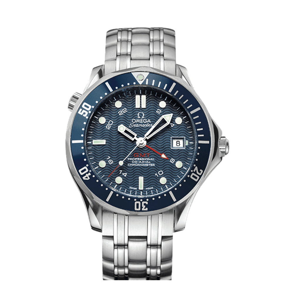 Omega Diver 300M Co-Axial 41 GMT Stainless Steel / Blue / Bracelet Blue/Navy Dial Straps