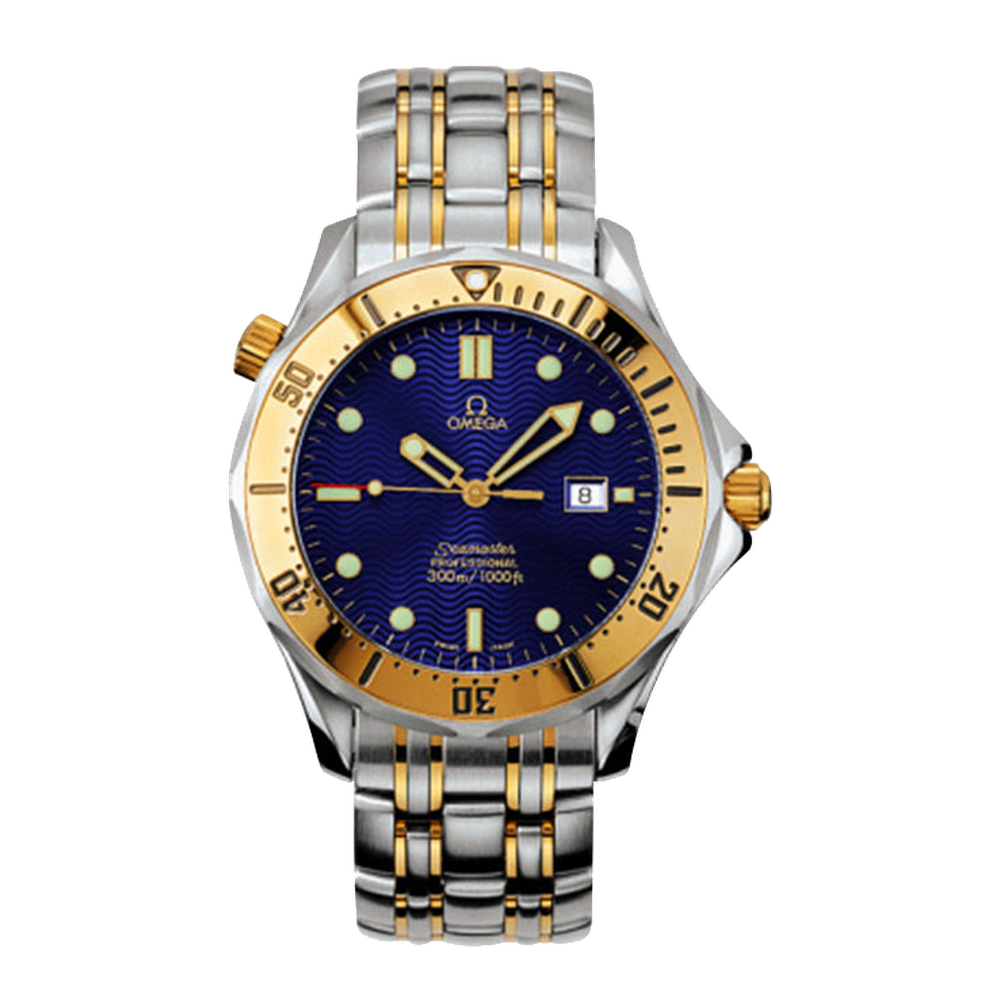 Omega Diver 300M Quartz 41 Stainless Steel / Yellow Gold / Blue / Bracelet Blue/Navy Dial Straps