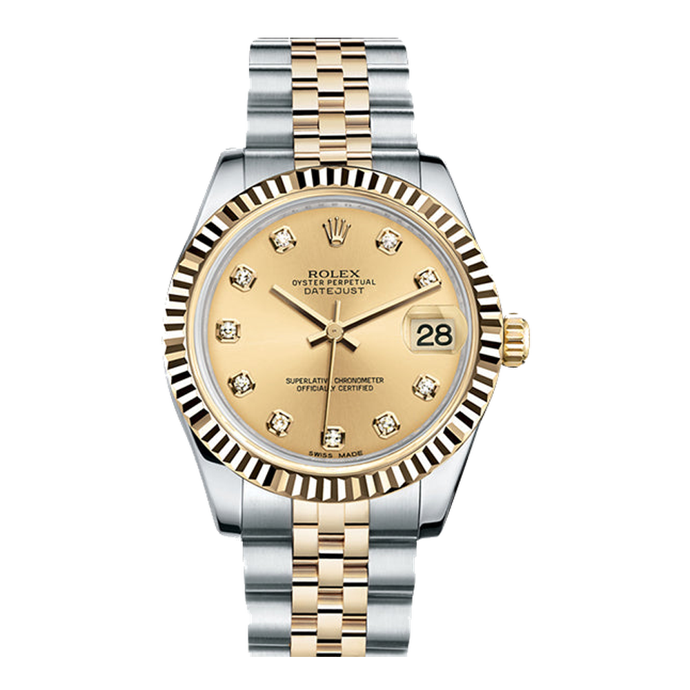 Rolex Datejust 31 Rolesor Yellow Fluted / Jubilee / Champagne Diamond