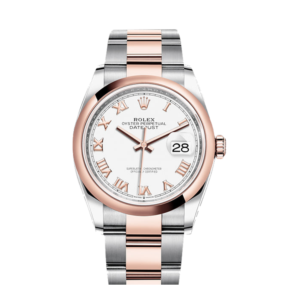 Rolex Datejust 36 Stainless Steel / Everose / Smooth / White Roman / Oyster