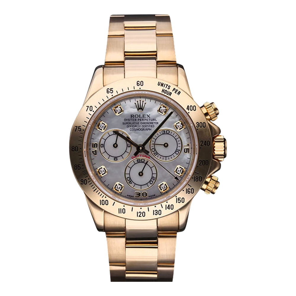 Rolex Daytona Yellow Gold Mother of Pearl Diamonds