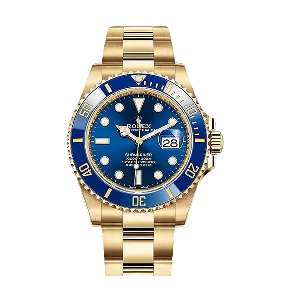 Rolex Submariner Date Yellow Gold / Blue Blue/Navy Dial Straps
