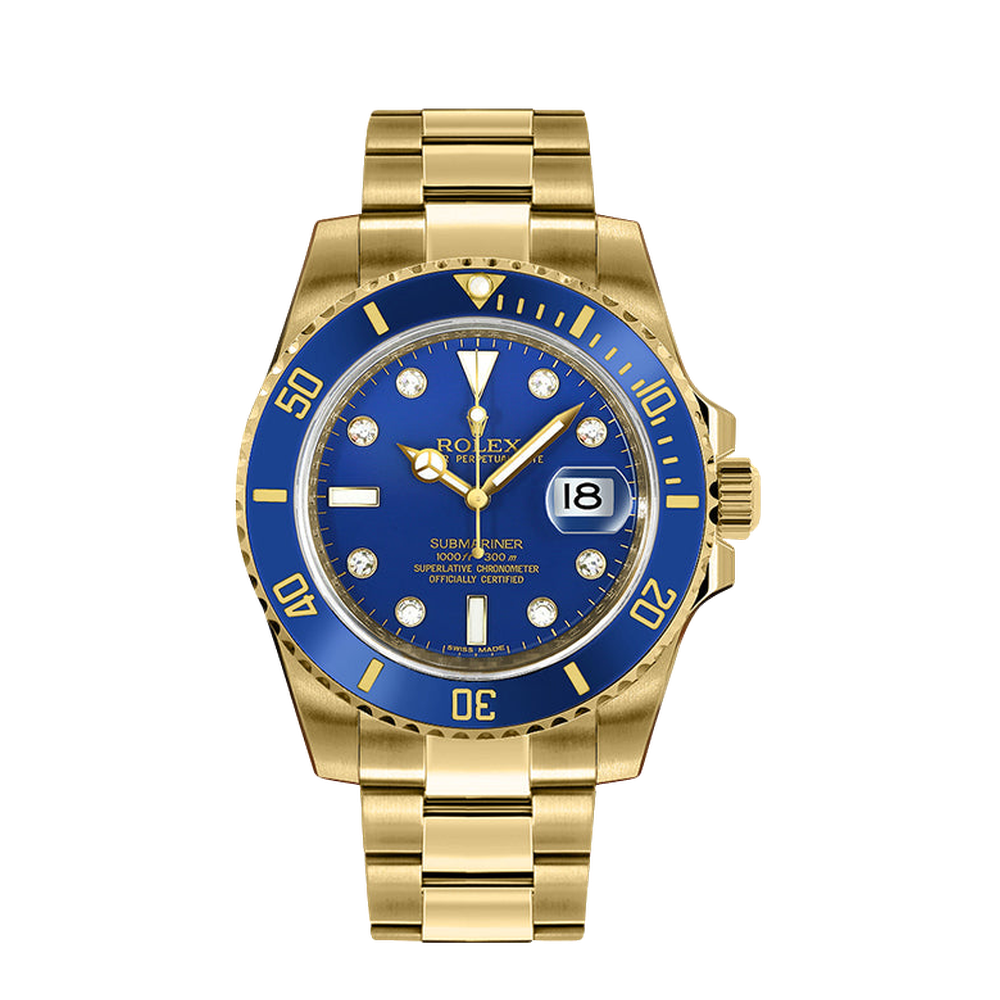 Rolex Submariner Date Yellow Gold / Blue-Diamond Blue/Navy Dial Straps