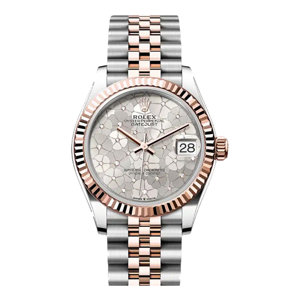 Rolex Datejust 31 Stainless Steel/ Rose Gold / Fluted / Silver - Floral / Jubilee