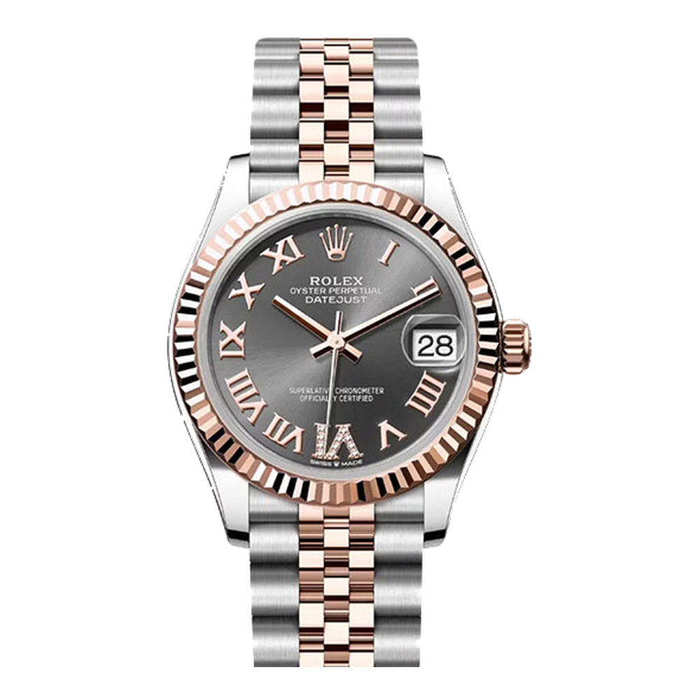 Rolex Datejust 31 Stainless Steel / Rose Gold / Fluted / Grey - Roman / Oyster