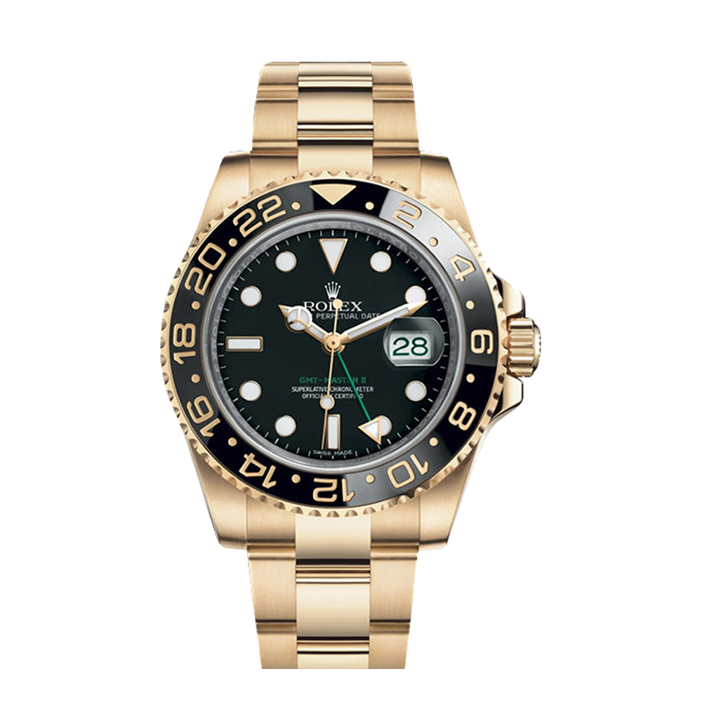 Rolex GMT-Master II Yellow Gold / LN Black Dial Straps