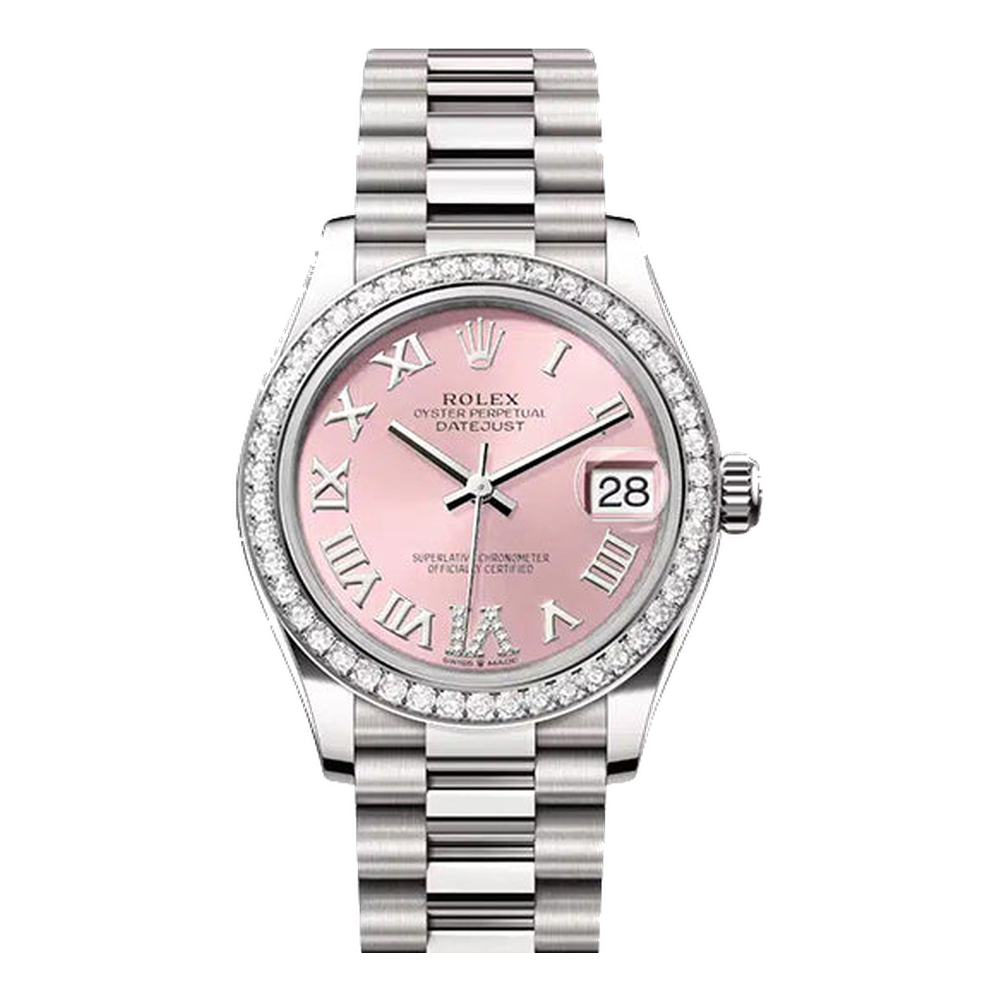 Rolex Datejust 31 White Gold Diamond / Pink - Roman