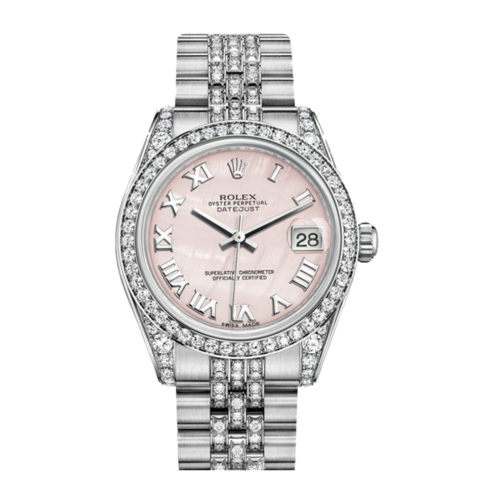 Rolex Datejust 31 White Gold Diamond / Jubilee Diamond / Pink MOP Roman