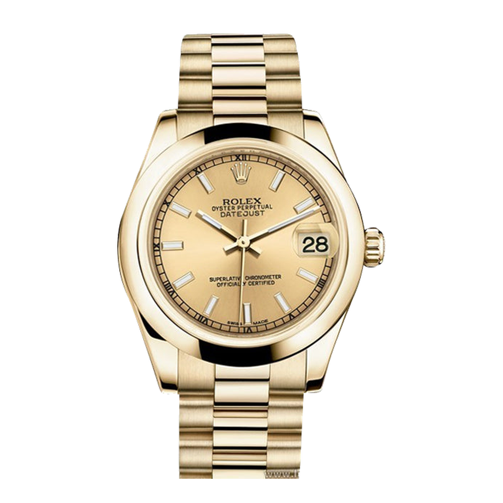 Rolex Datejust 31 Yellow Gold Domed / Oyster / Champagne