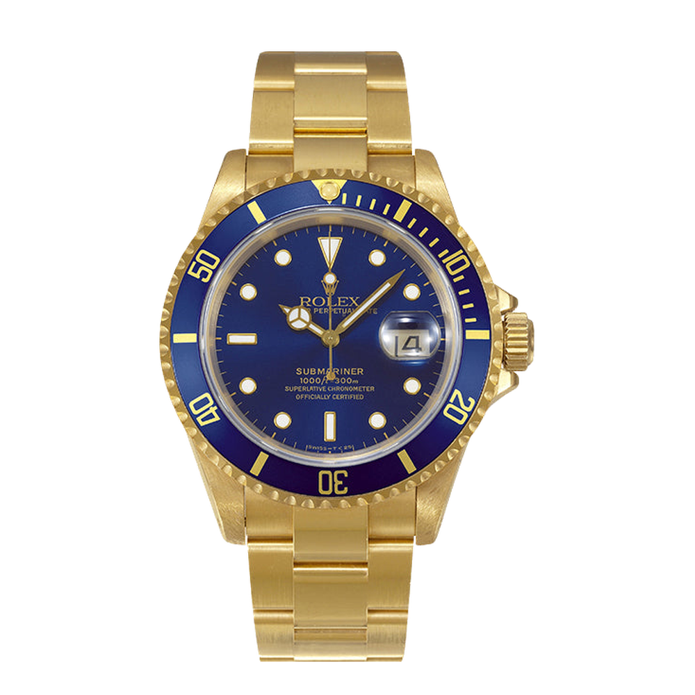Rolex Submariner 16618 Blue Tritium Blue/Navy Dial Straps