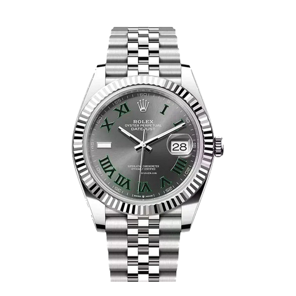 Rolex Datejust 41 Stainless Steel Fluted / Slate - Roman / Jubilee Grey Dial Straps