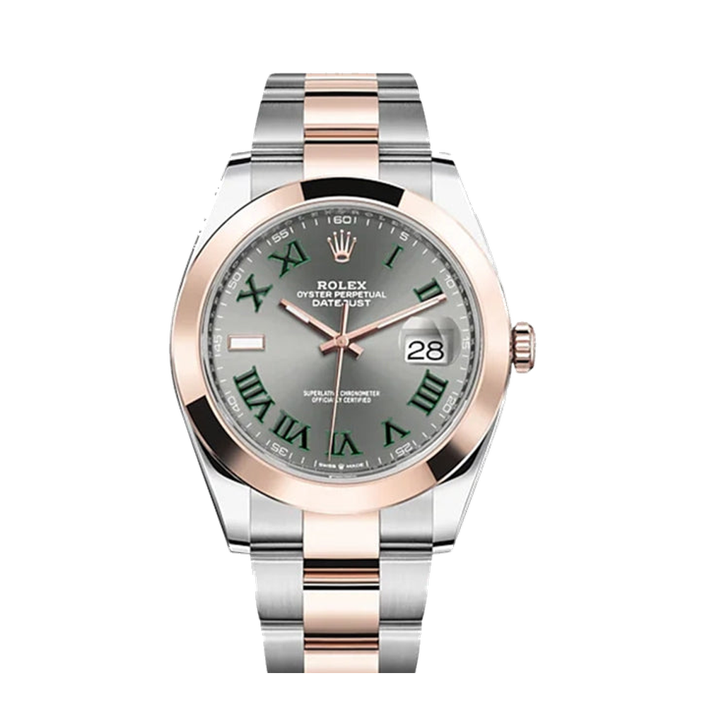 Rolex Datejust 41 Rolesor Everose Smooth / Oyster / Slate - Roman