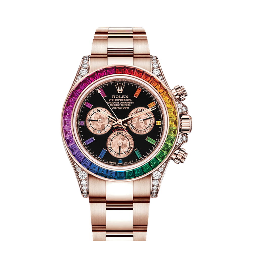 Rolex Cosmograph Daytona Everose / Rainbow Black Dial Straps