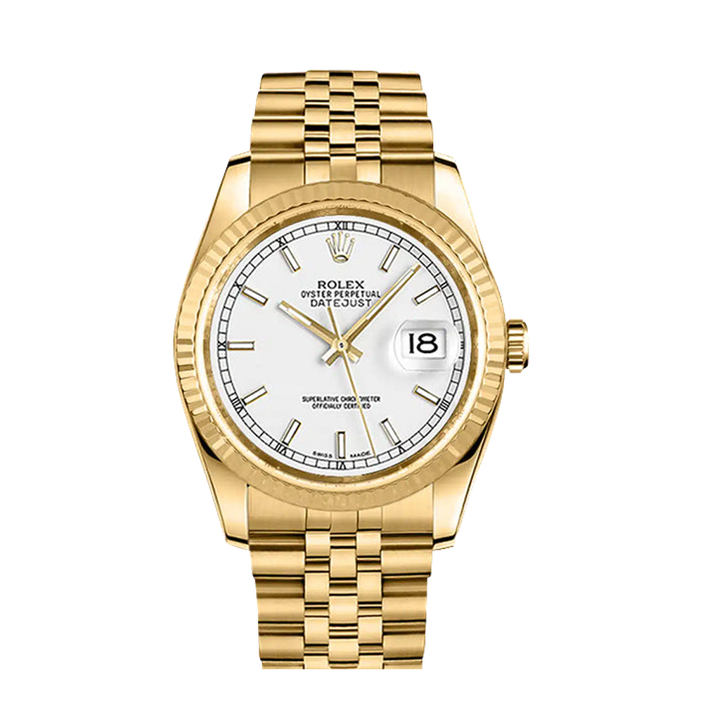 Rolex Datejust 36 Yellow Gold Fluted / Jubilee / White