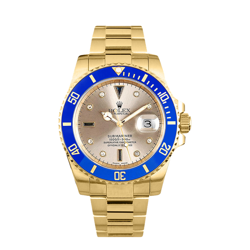 Rolex Submariner 16618 Silver Serti Pink/Salmon Dial Straps