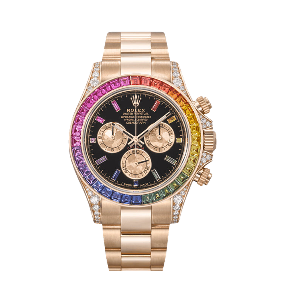 Rolex Cosmograph Daytona Yellow Gold / Rainbow Black Dial Straps