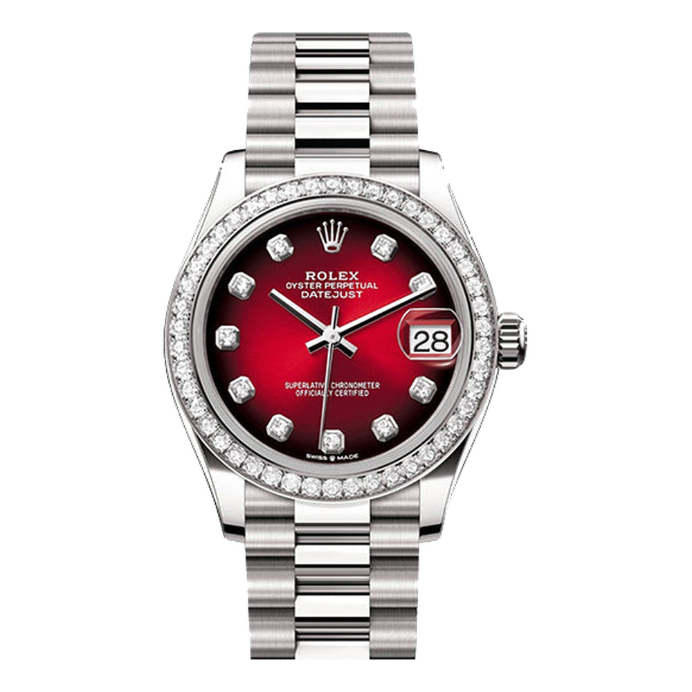 Rolex Datejust 31 White Gold Diamond / Red Gradient - Diamond