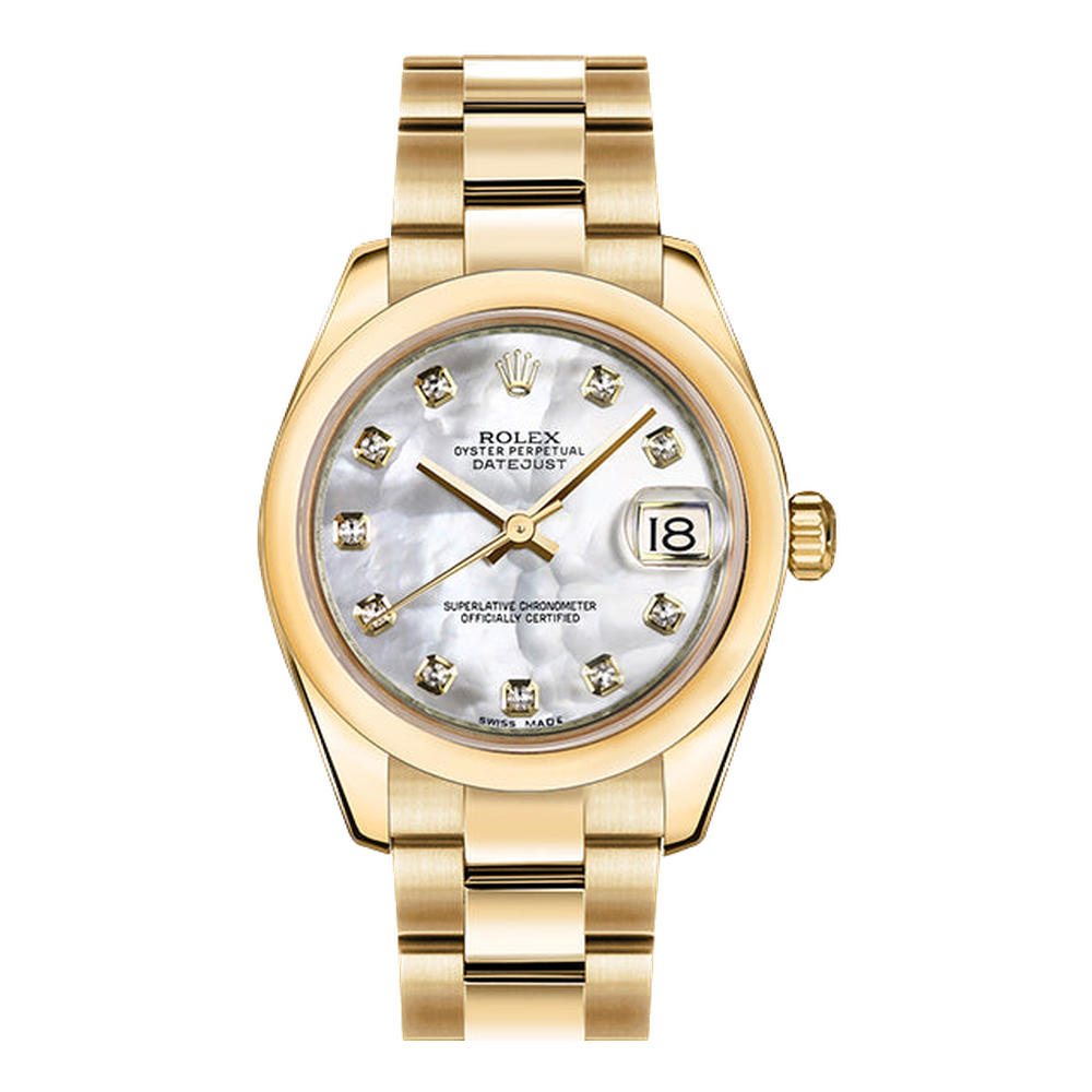 Rolex Datejust 31 Yellow Gold Domed / Oyster / Silver Diamonds