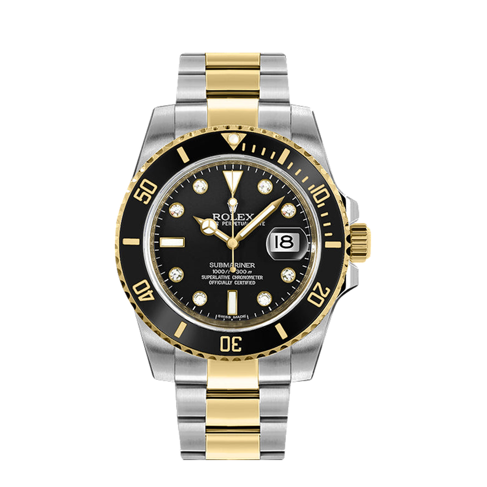 Rolex Submariner Date Rolesor / Black-Diamond Black Dial Straps