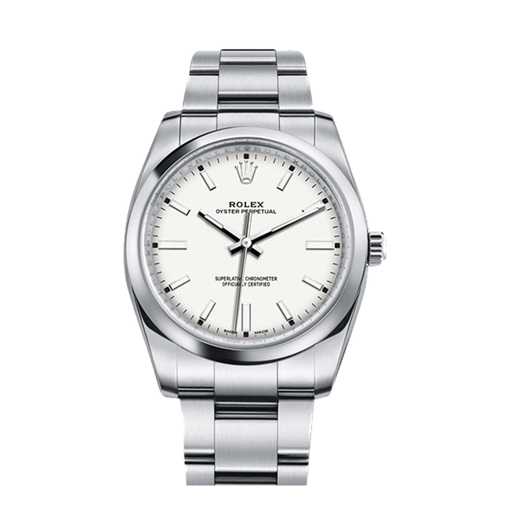 Rolex Oyster Perpetual 34 White White Dial Straps
