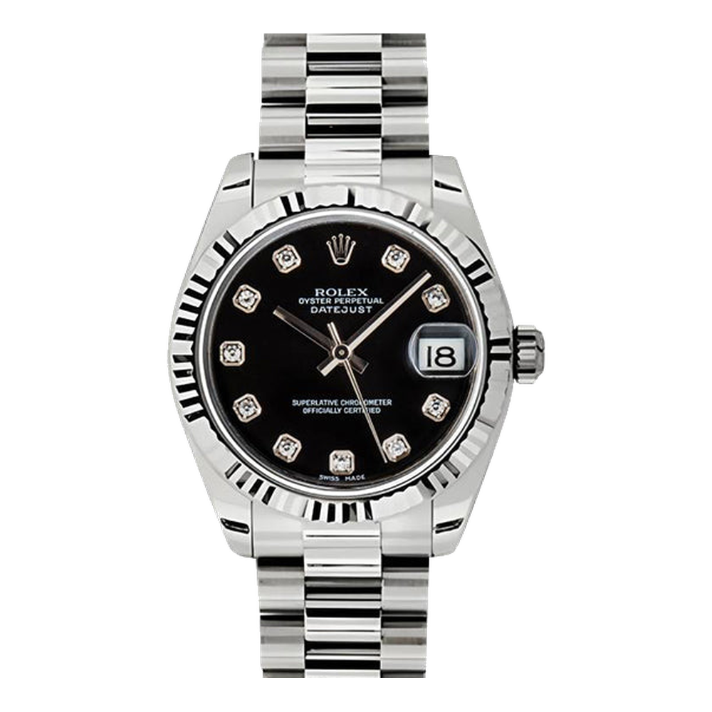 Rolex Datejust 31 Stainless Steel Fluted / Jubilee / Black - Diamond