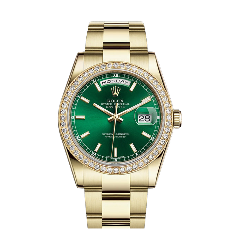 Rolex Yellow Gold Green Dial 36mm Green Dial Straps