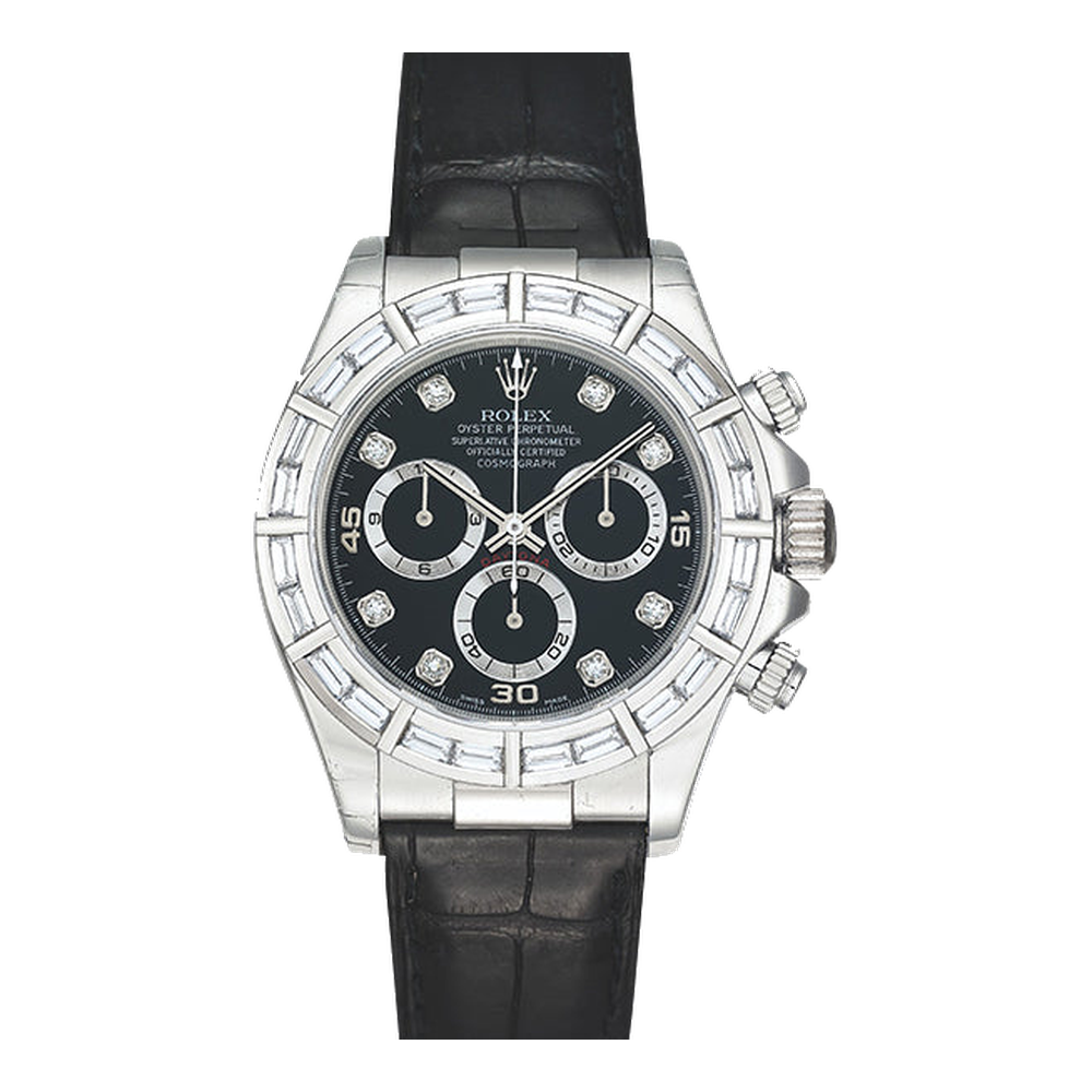 Rolex Daytona White Gold Double Row Strap Black