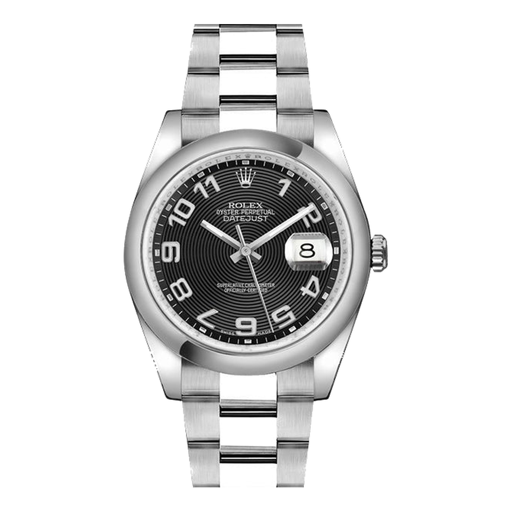 Rolex Datejust 36 Stainless Steel Domed / Oyster / Black Arabic