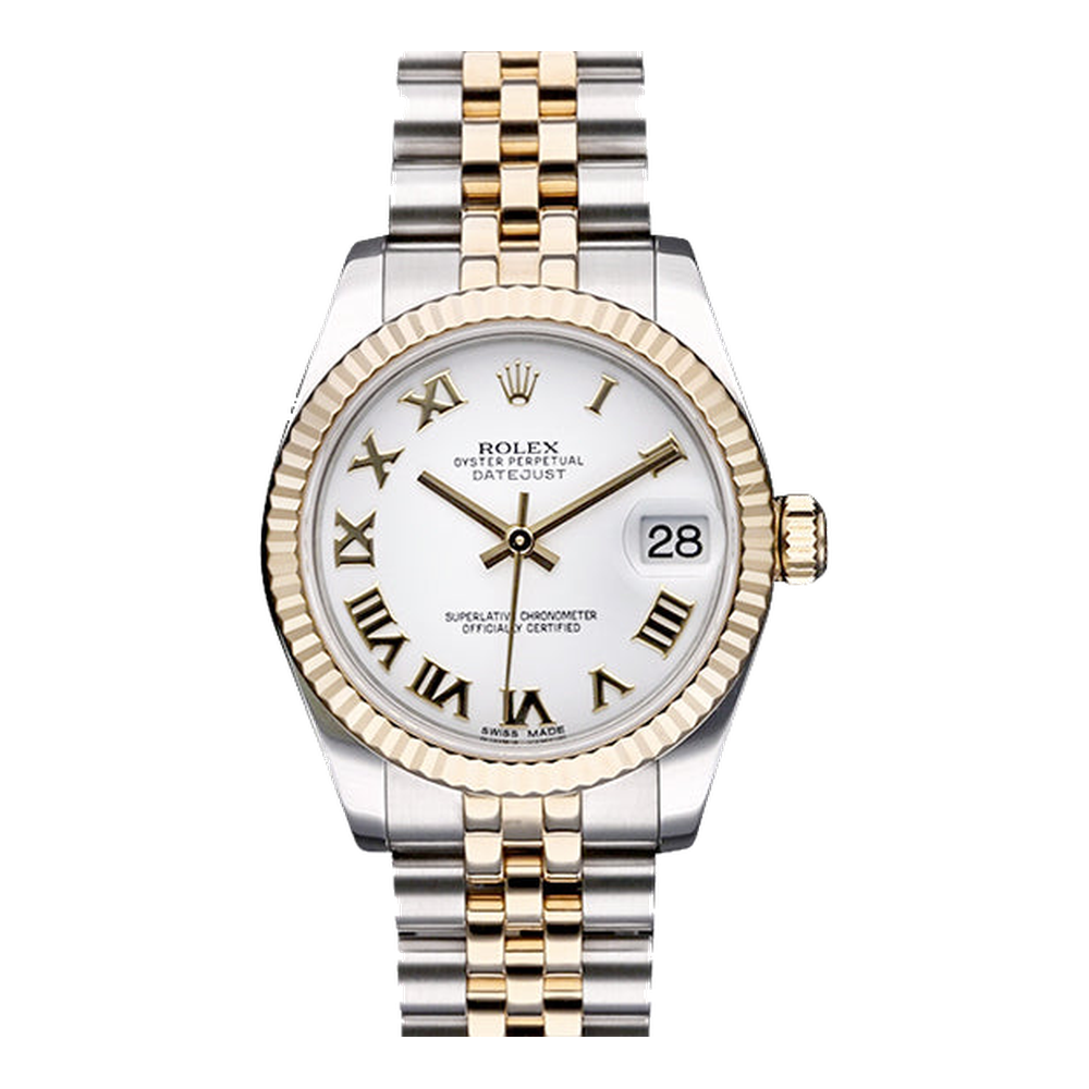 Rolex Datejust 31 Rolesor Yellow Fluted / Jubilee / White Roman