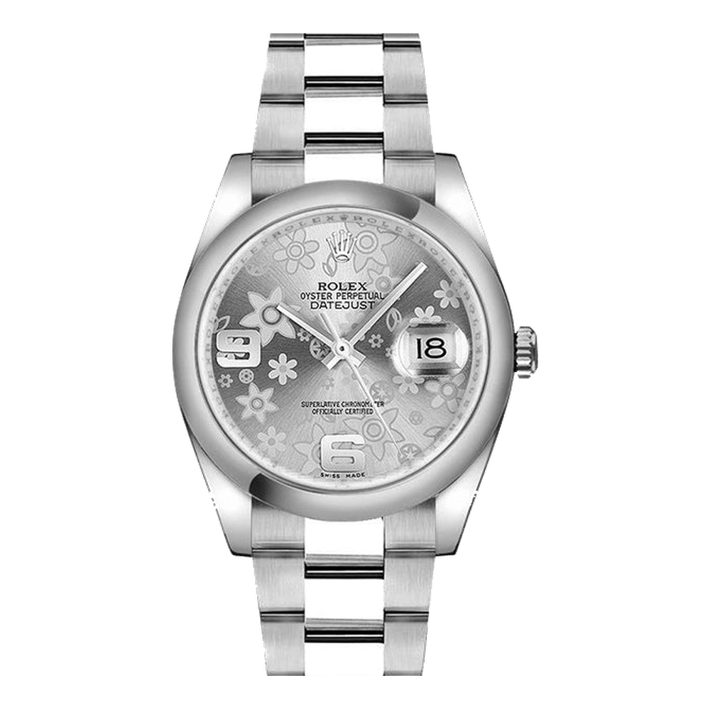 Rolex Datejust 36 Stainless Steel Domed / Oyster / Silver Floral