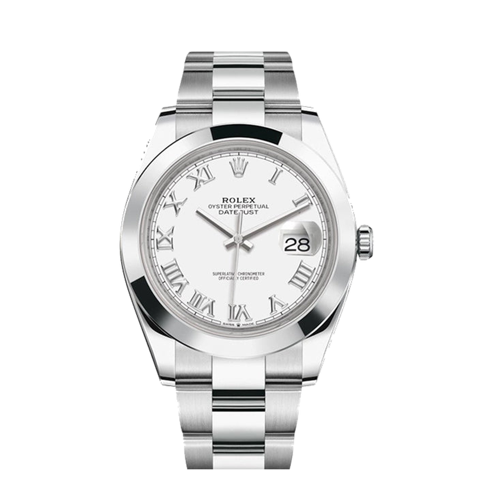 Rolex Datejust 41 Stainless Steel Smooth / Oyster / White Roman