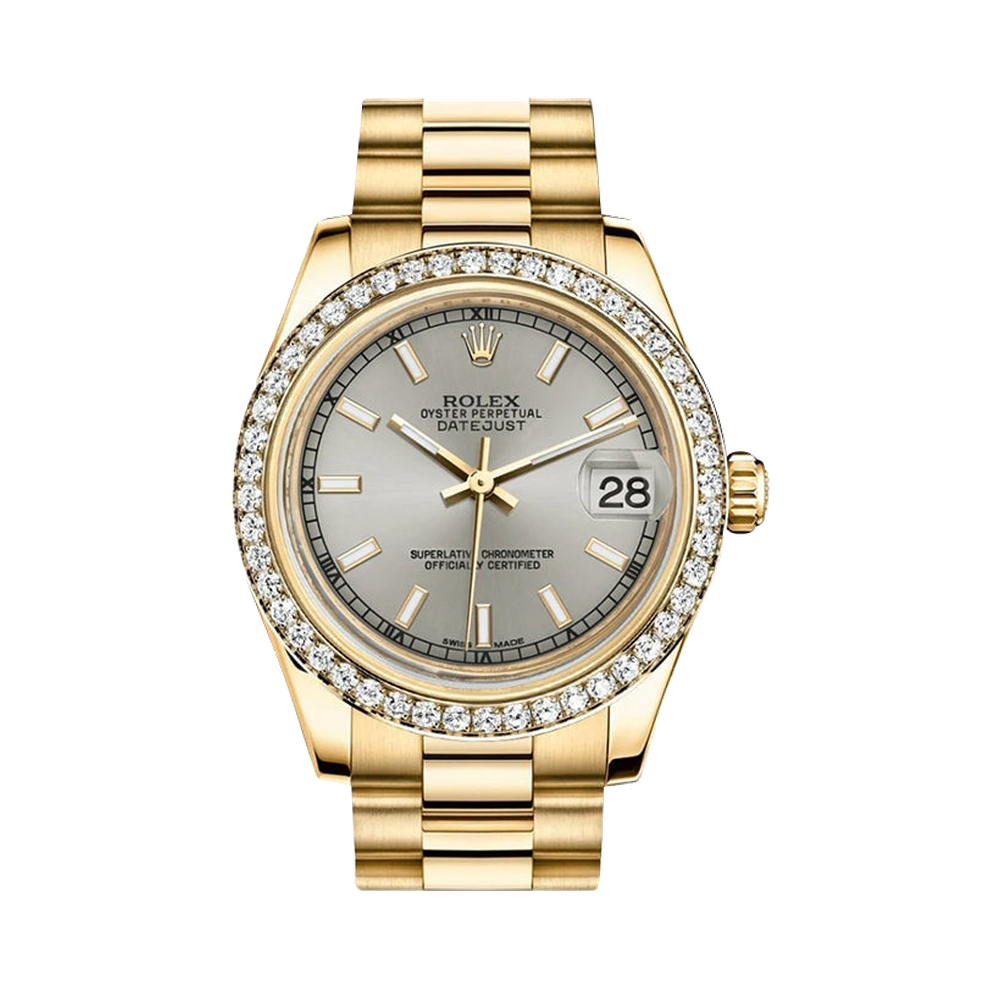 Rolex Datejust 31 Yellow Gold Diamond / President / Silver