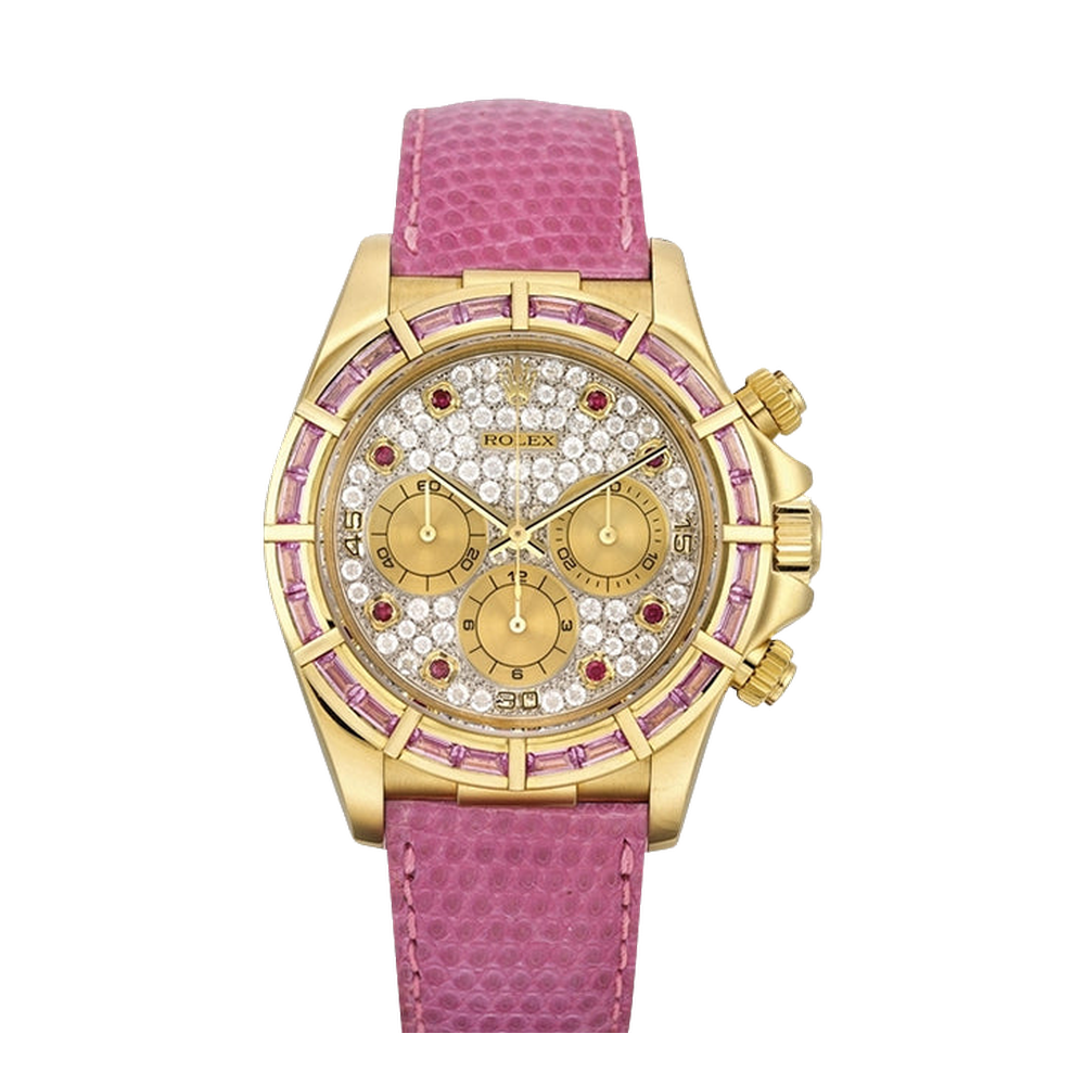Rolex Daytona Zenith Yellow Gold Pink Sapphire Paved