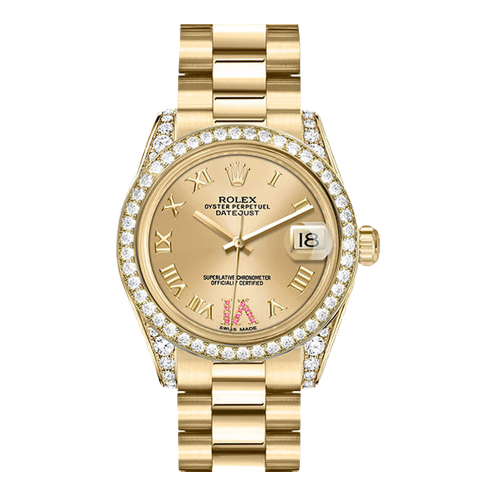 Rolex Datejust 31 Yellow Gold Diamond / President / Champagne Roman