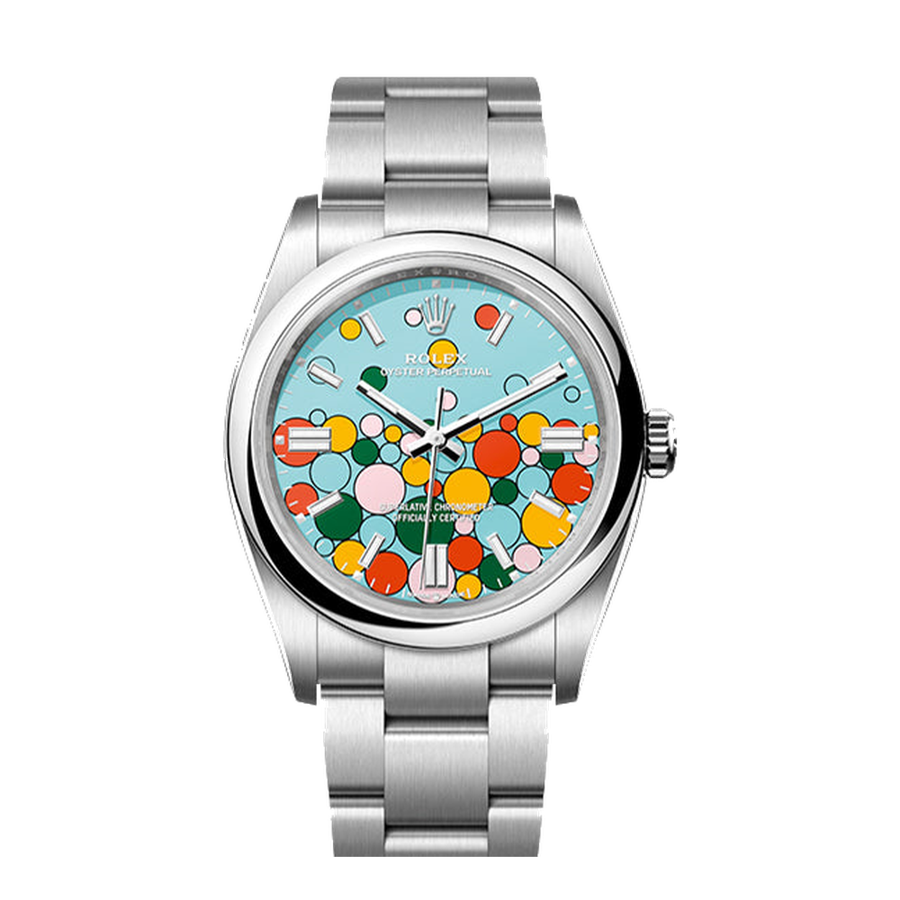 Rolex Oyster Perpetual 36 Stainless Steel / Turquoise Celebration Multi Dial Straps