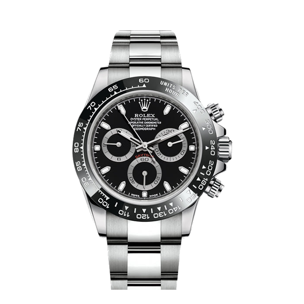Rolex Cosmograph Daytona Steel / Cerachrom / Black Black Dial Straps