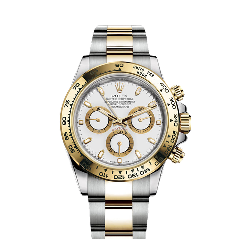 Rolex Cosmograph Daytona Stainless Steel / Yellow Gold / White White Dial Straps