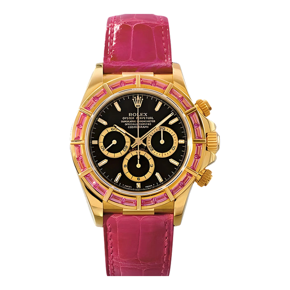 Rolex Daytona Zenith Yellow Gold Pink Sapphire Black