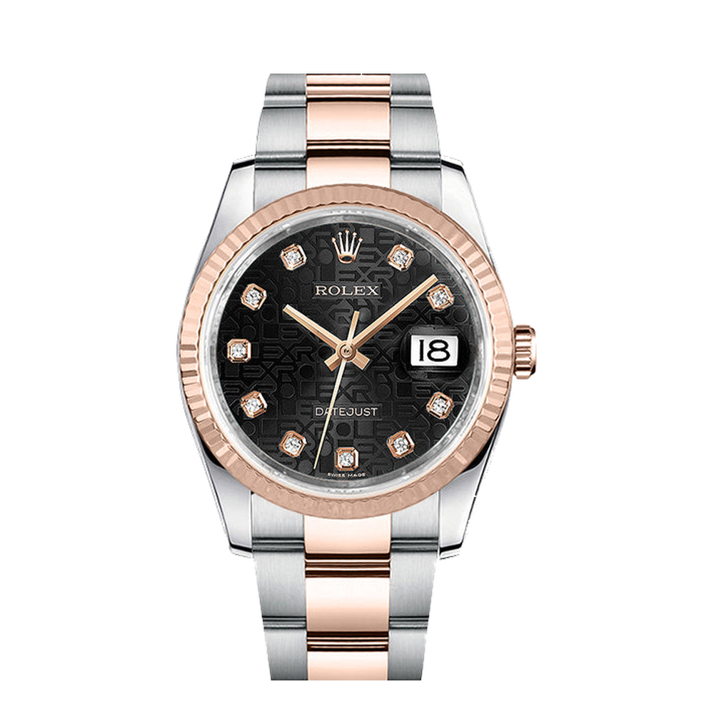 Rolex Datejust 36 Rolesor Everose Fluted / Oyster / Black Computer
