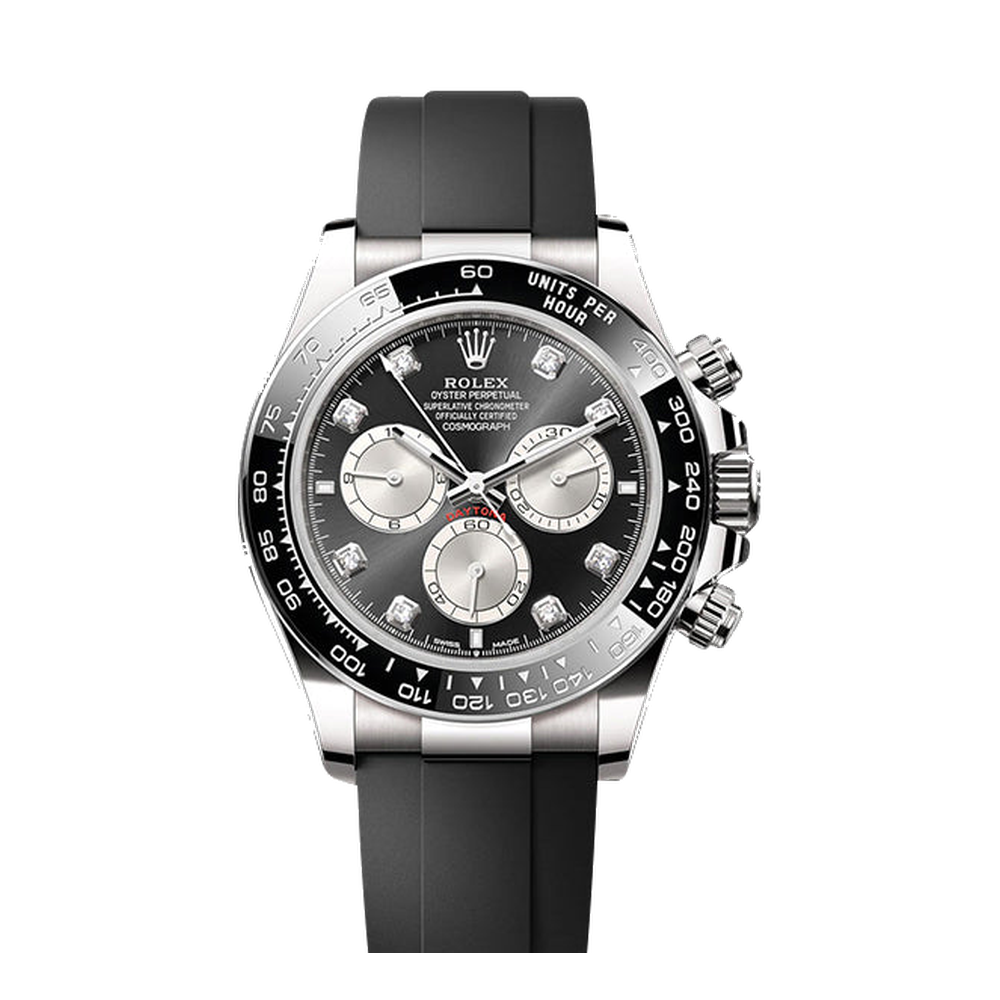 Rolex Cosmograph Daytona White Gold - Cerachrom / Black - Steel- Diamond / Oysterflex Black Dial Straps