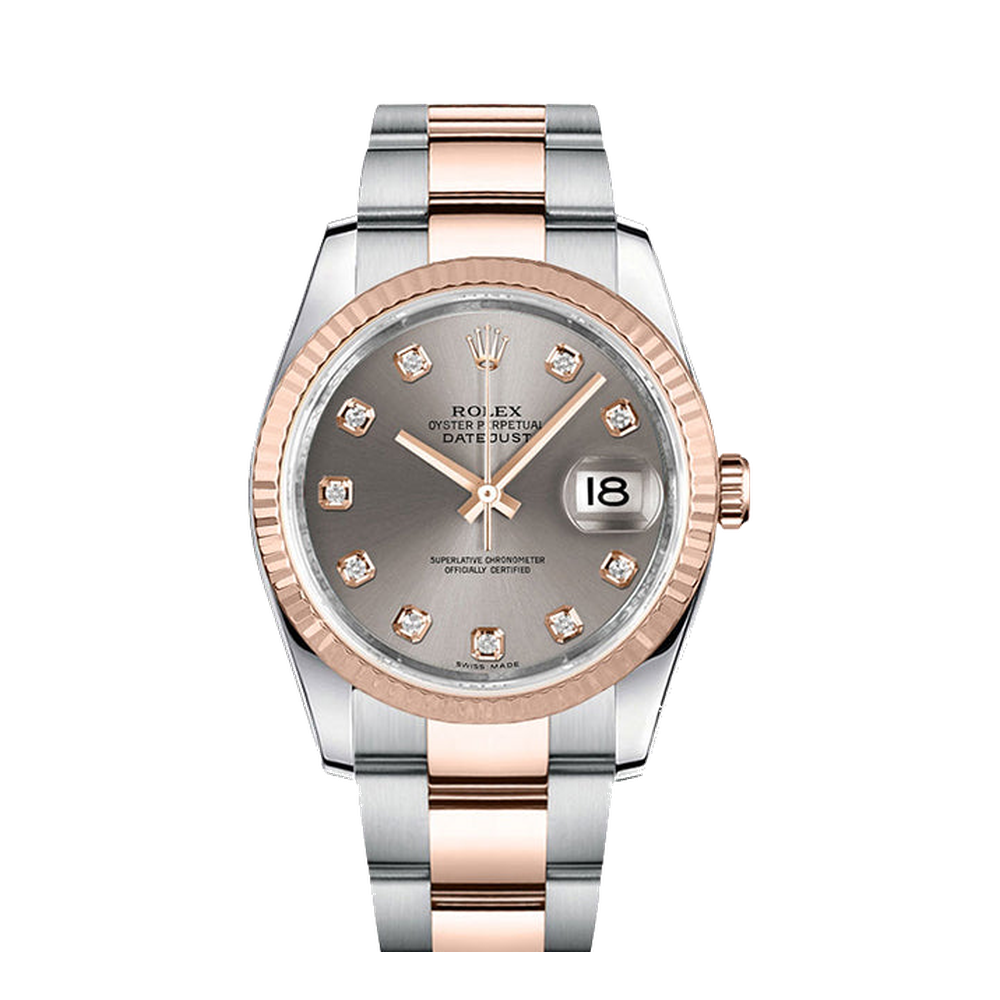 Rolex Datejust 36 Rolesor Everose Fluted / Oyster / Steel Diamonds