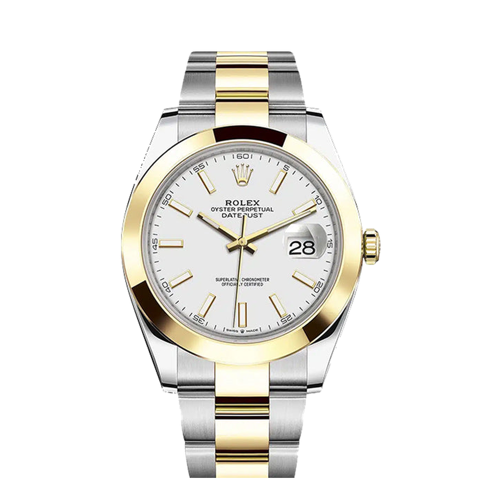 Rolex Datejust 41 Rolesor Yellow Smooth / Oyster / White