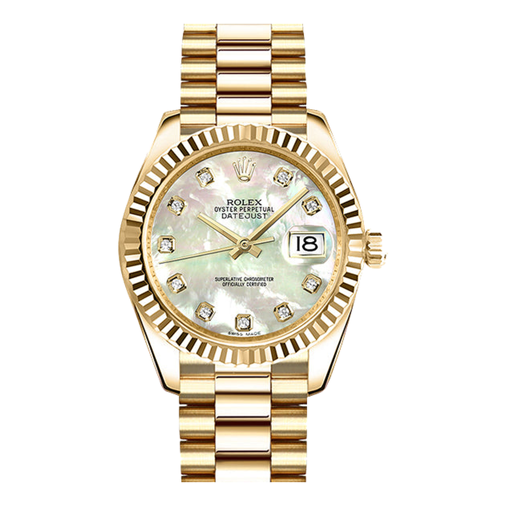 Rolex Datejust 31 Yellow Gold / Fluted / MOP / President