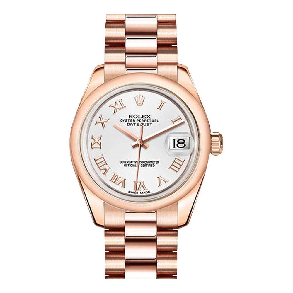 Rolex Datejust 31 Everose Domed / President / White Roman