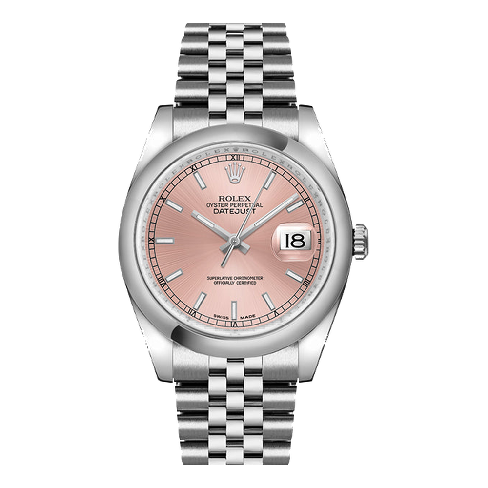Rolex Datejust 36 Stainless Steel Domed / Jubilee / Pink Pink / Salmon Dial Straps