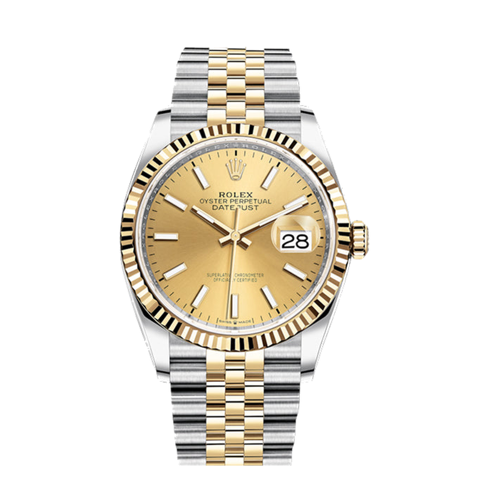 Rolex Datejust 36 Stainless Steel / Yellow Gold / Fluted / Champagne / Jubilee