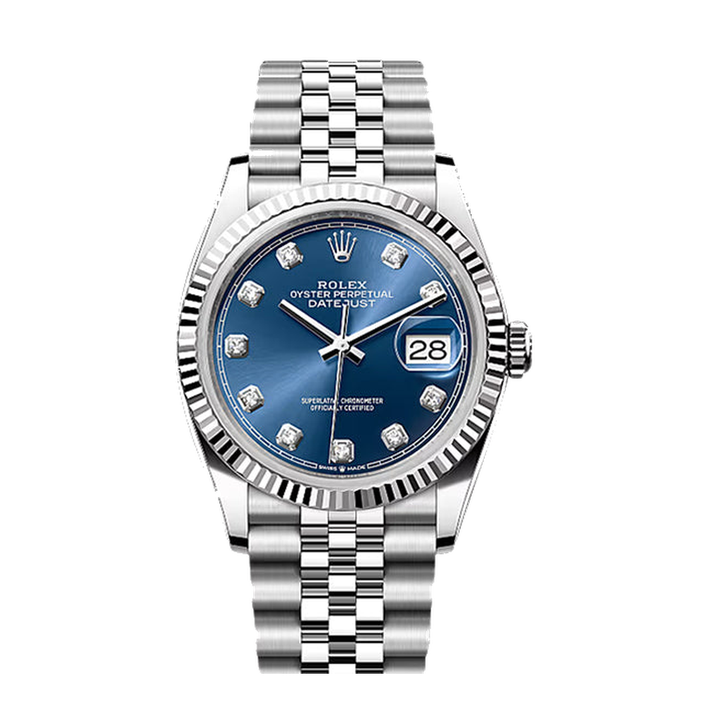 Rolex Datejust 36 Stainless Steel / Fluted / Blue-Diamond / Jubilee