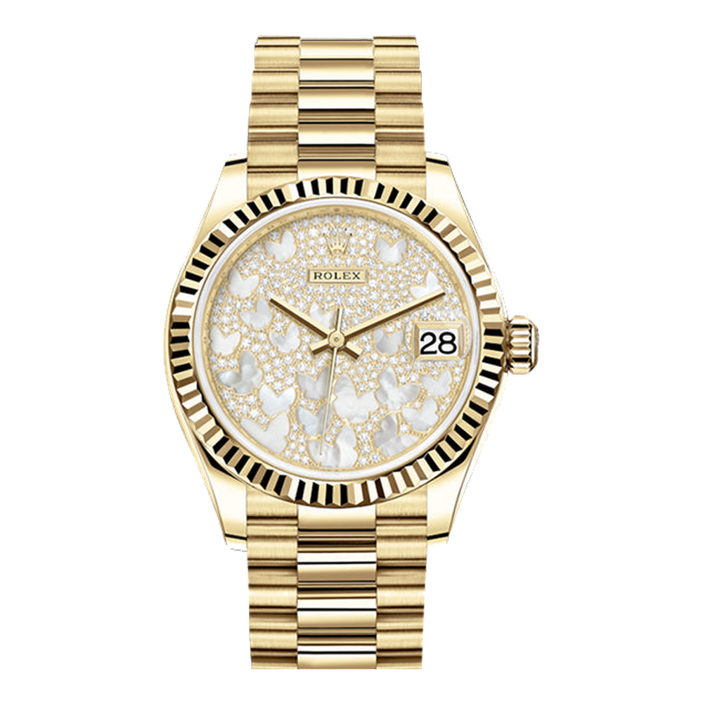 Rolex Datejust 31 Yellow Gold / Fluted / Butterfly / President