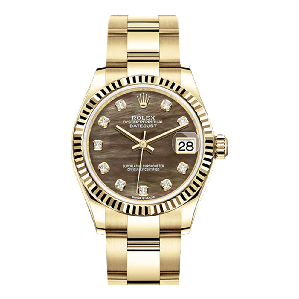 Rolex Datejust 31 Yellow Gold / Fluted / Black MOP / Oyster